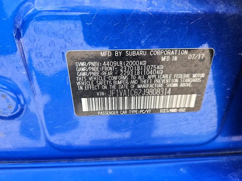 2018 SUBARU WRX PREMIUM 12
