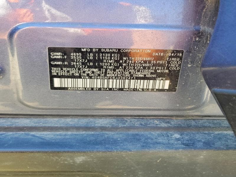 2018 SUBARU OUTBACK 2.5I PREMIUM 13