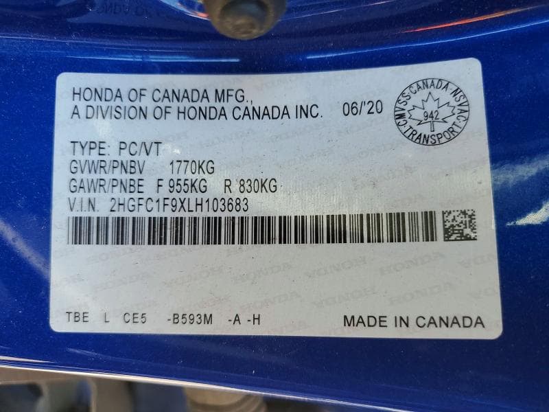 2020 HONDA CIVIC TOURING 12