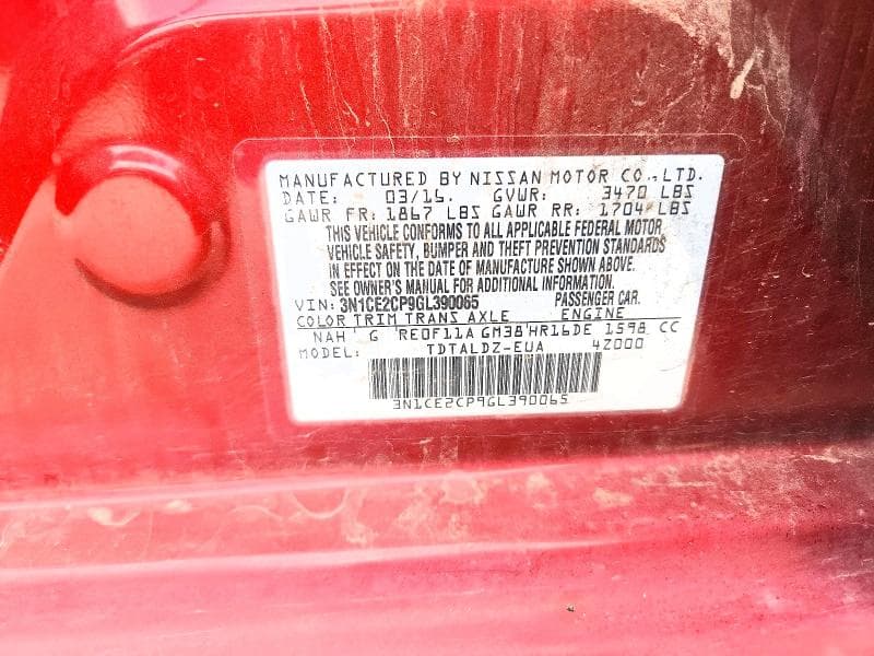 2016 NISSAN VERSA NOTE SV SV 13
