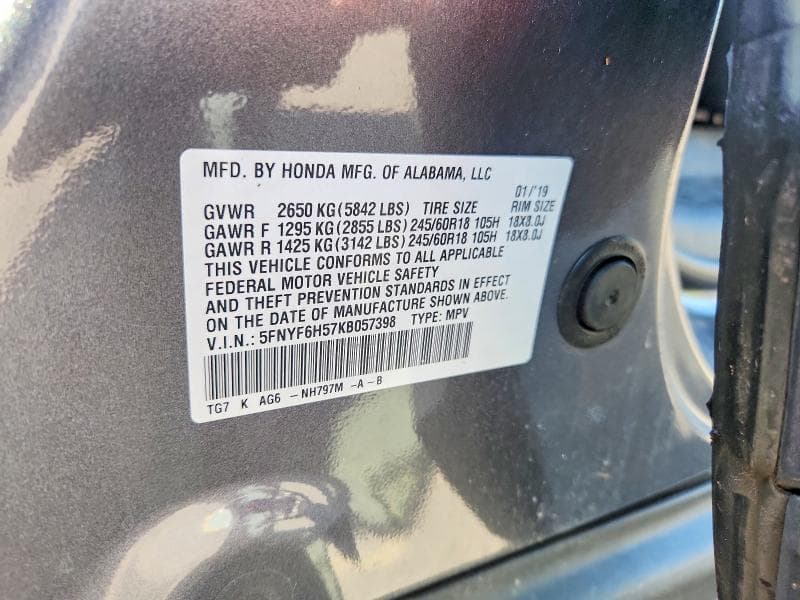2019 HONDA PILOT EXL EXL 13