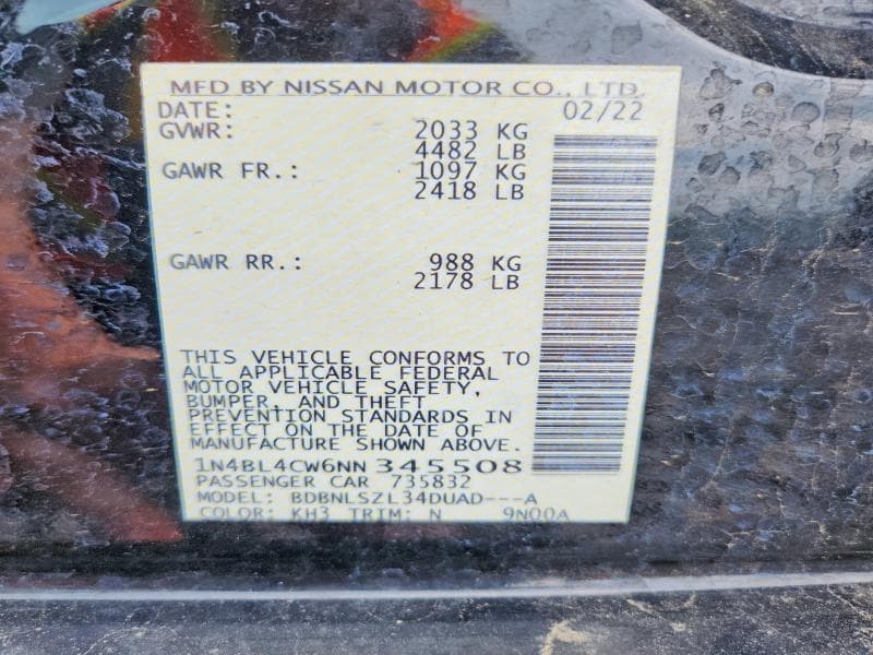 2022 NISSAN ALTIMA SR 12