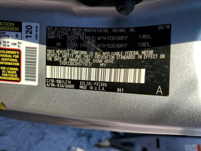 2017 TOYOTA SIENNA XLE 8-PASSENGER XLE 8-PASSENGER 13