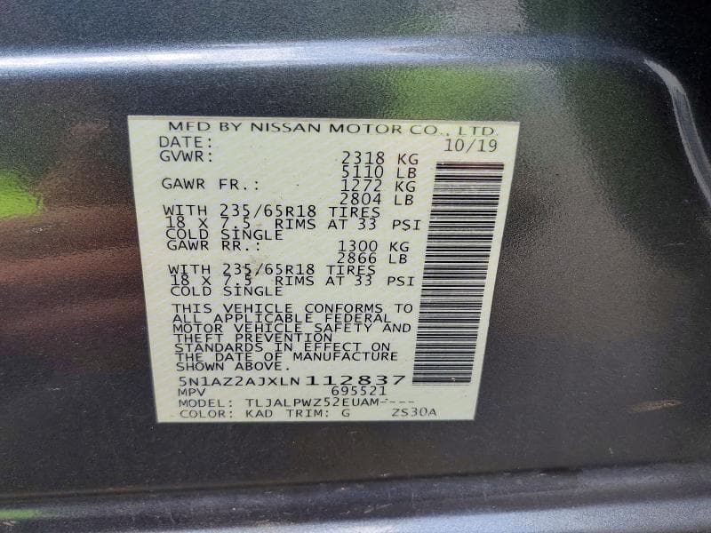 2020 NISSAN MURANO S 13
