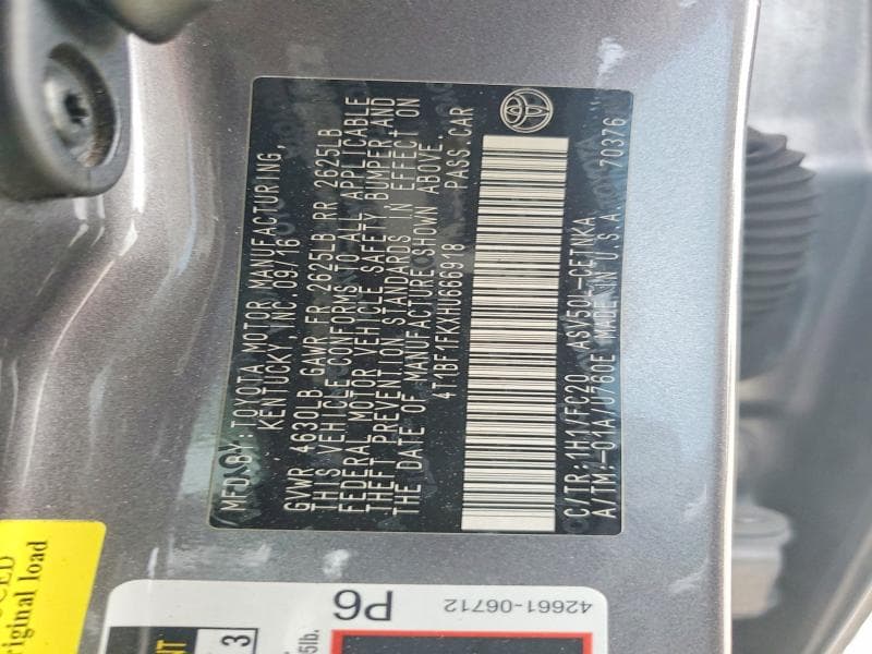 2017 TOYOTA CAMRY LE LE 14