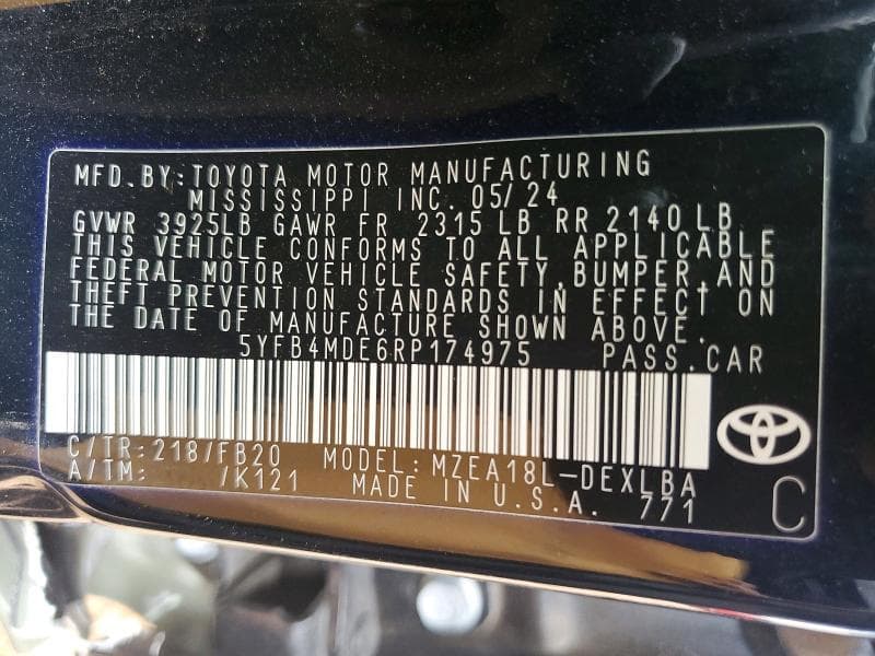 2024 TOYOTA COROLLA LE 13