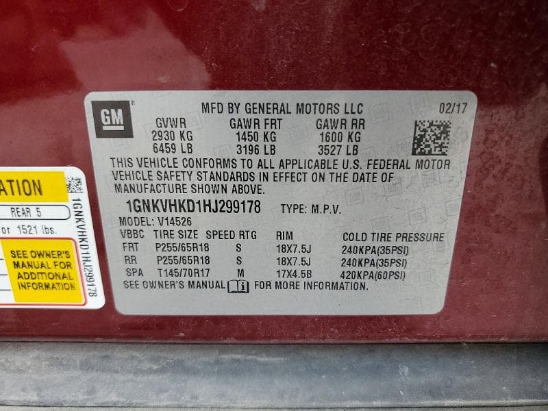 2017 CHEVROLET TRAVERSE LT 14