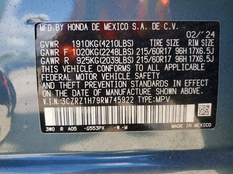 2024 HONDA HR-V EXL 13