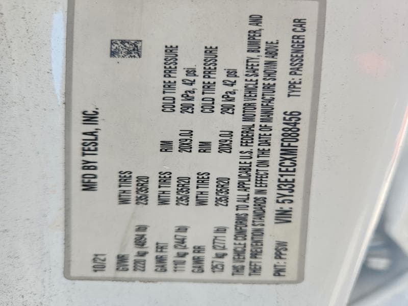 2021 TESLA MODEL 3 12