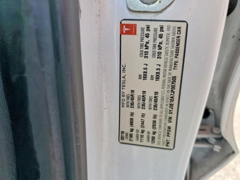 2018 TESLA MODEL 3 12