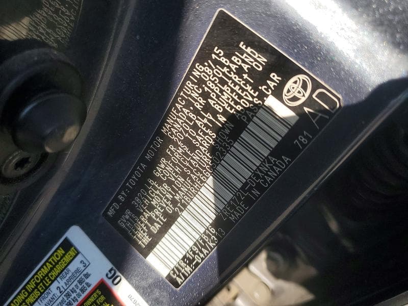 2016 TOYOTA COROLLA LE LE 12