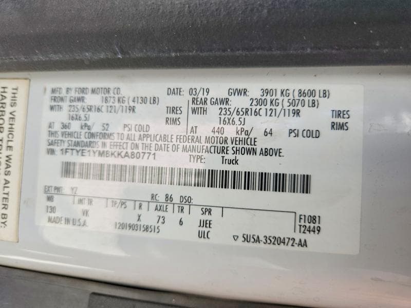 2019 FORD TRANSIT 14