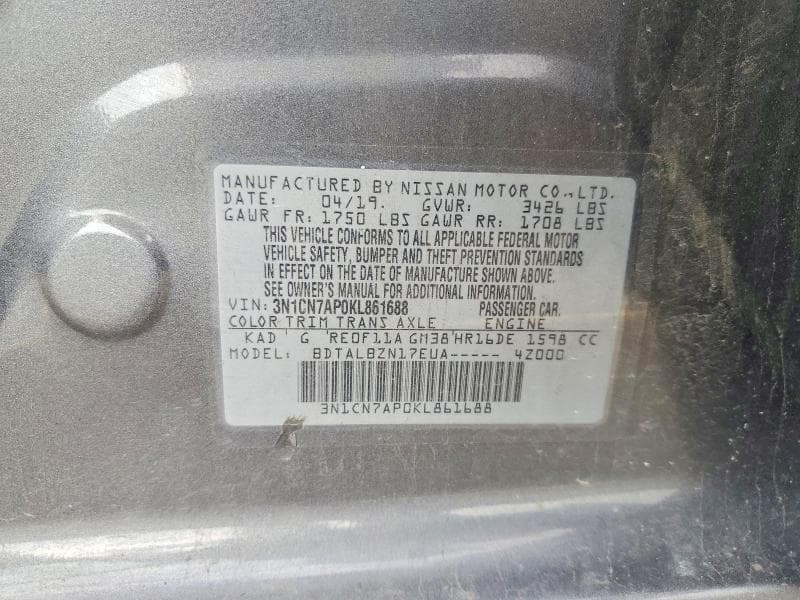 2019 NISSAN VERSA SV 12