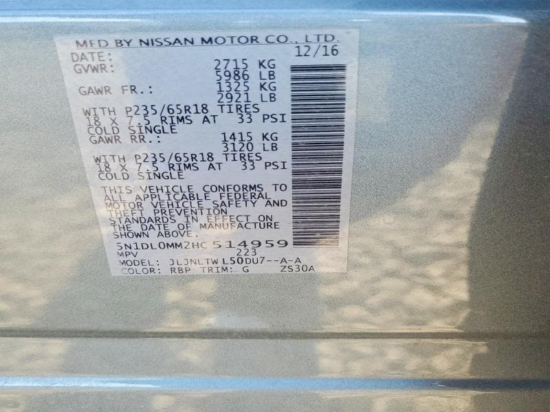 2017 INFINITI QX60 BASE BASE 13