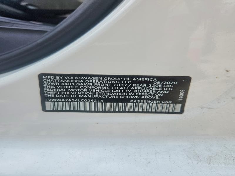 2020 VOLKSWAGEN PASSAT SE SE 12