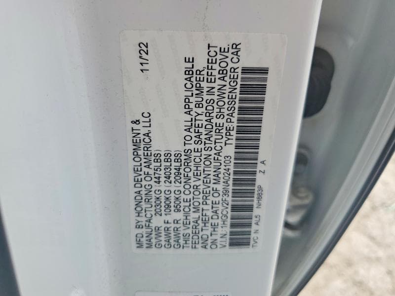 2022 HONDA ACCORD SPORT 12