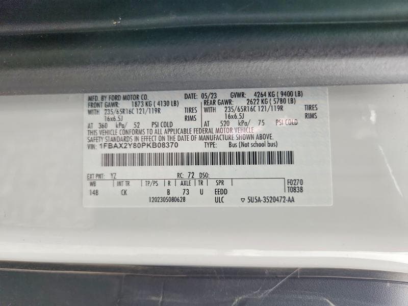 2023 FORD TRANSIT T-350 T-350 12