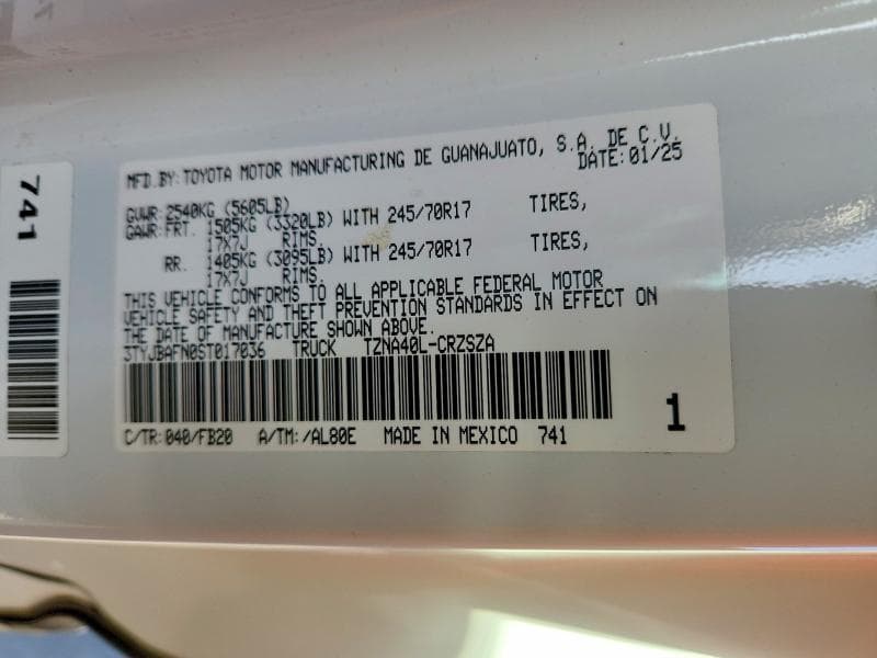 2025 TOYOTA TACOMA SR5 SR5 12