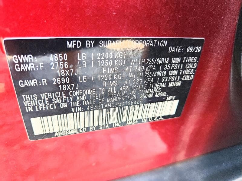 2021 SUBARU OUTBACK LIMITED LIMITED 13