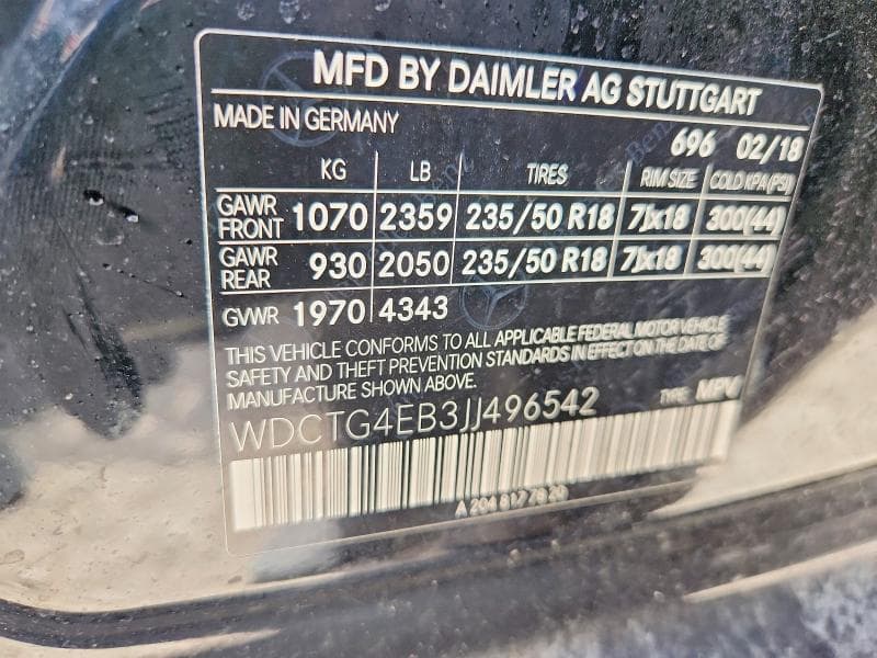 2018 MERCEDES-BENZ GLA 250 250 12