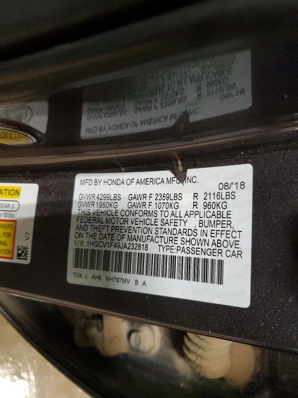 2018 HONDA ACCORD EX EX 12