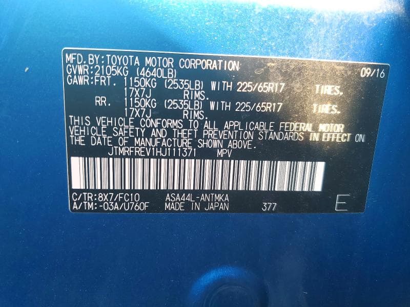 2017 TOYOTA RAV4 XLE 13