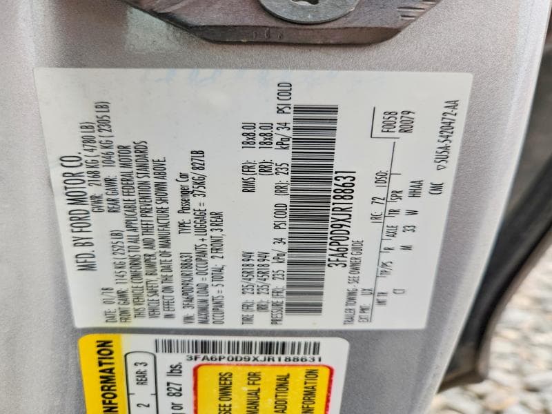 2018 FORD FUSION TITANIUM/PLATINUM 12