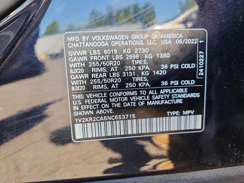 2022 VOLKSWAGEN ATLAS SE 12