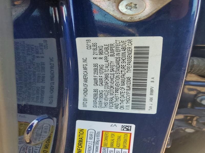 2018 HONDA ACCORD LX 12