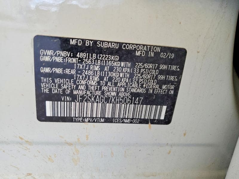 2019 SUBARU FORESTER PREMIUM 14