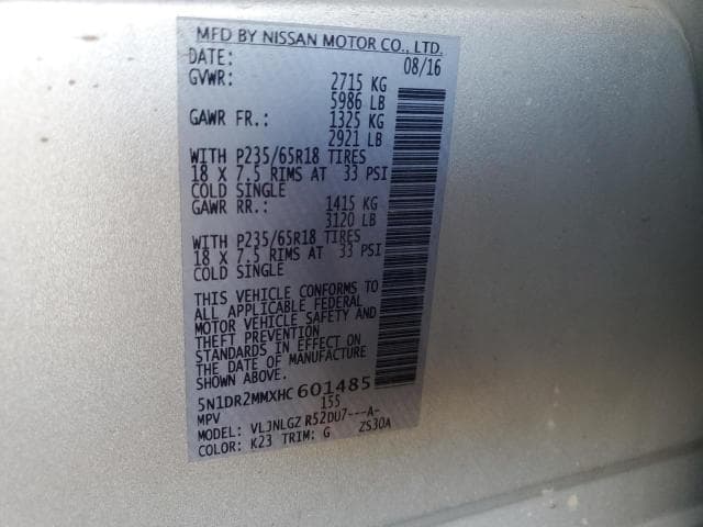 2017 NISSAN PATHFINDER SL SL 13