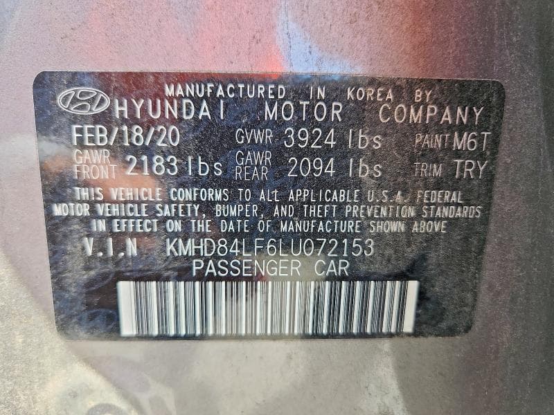 2020 HYUNDAI ELANTRA SEL SEL 12