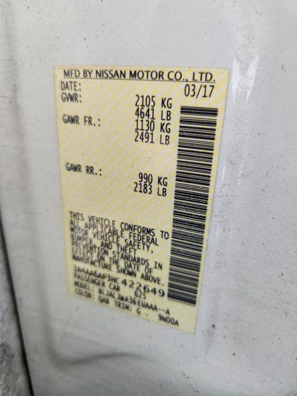 2017 NISSAN MAXIMA 3.5 SV 3.5 SV 12