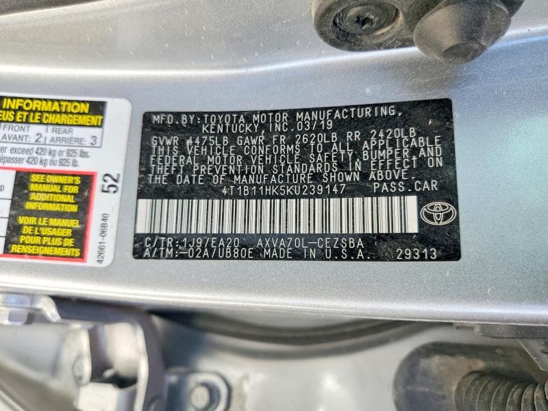 2019 TOYOTA CAMRY SE SE 12