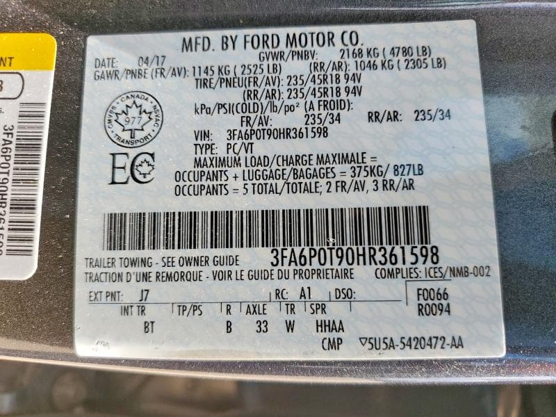 2017 FORD FUSION SE 12