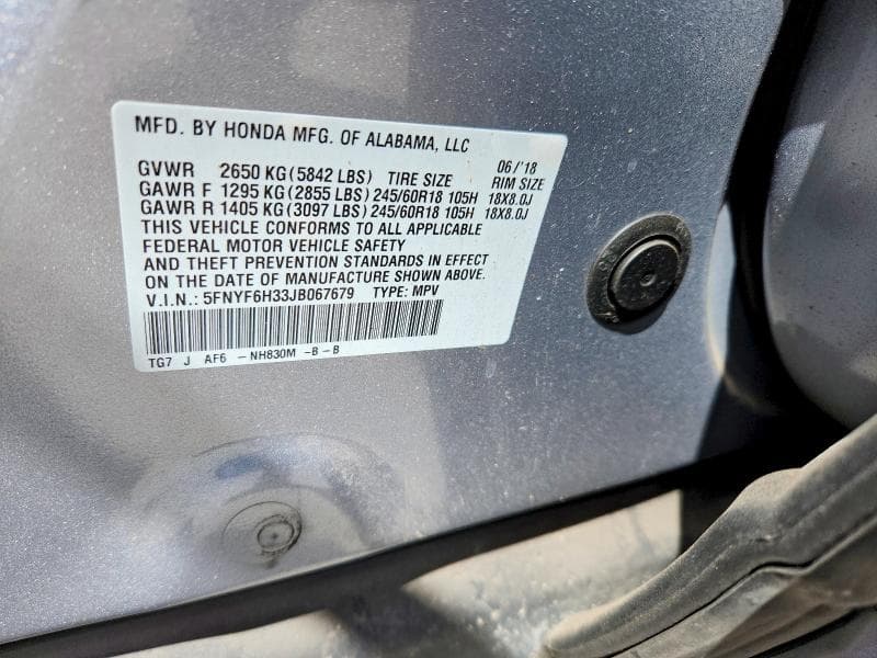 2018 HONDA PILOT EX 12