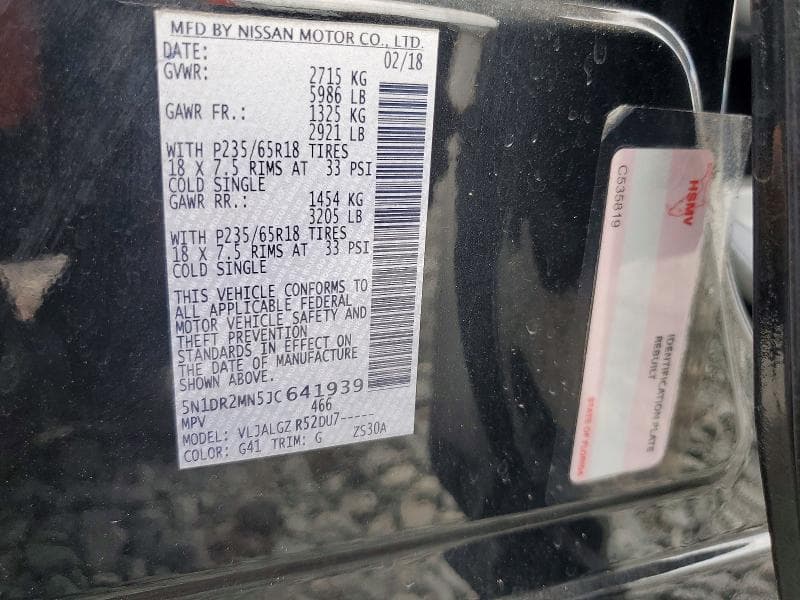 2018 NISSAN PATHFINDER SL SL 13