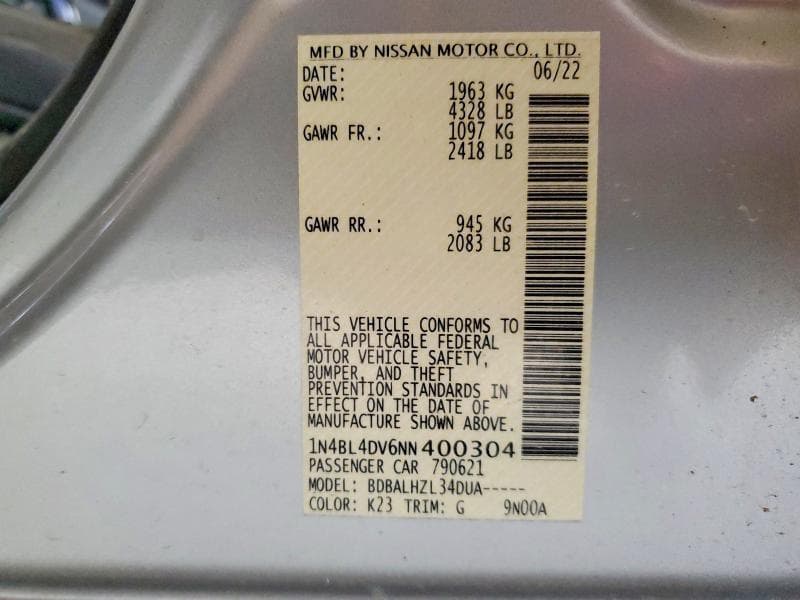 2022 NISSAN ALTIMA SV SV 12