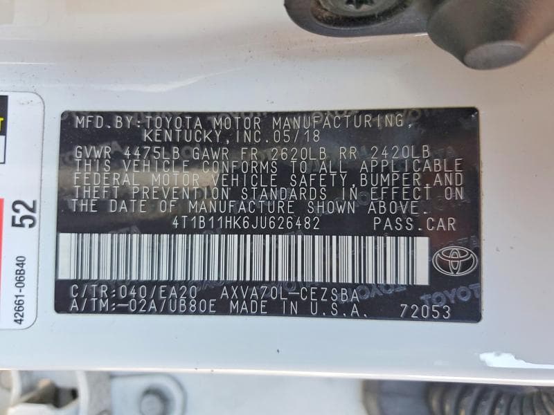 2018 TOYOTA CAMRY SE 13