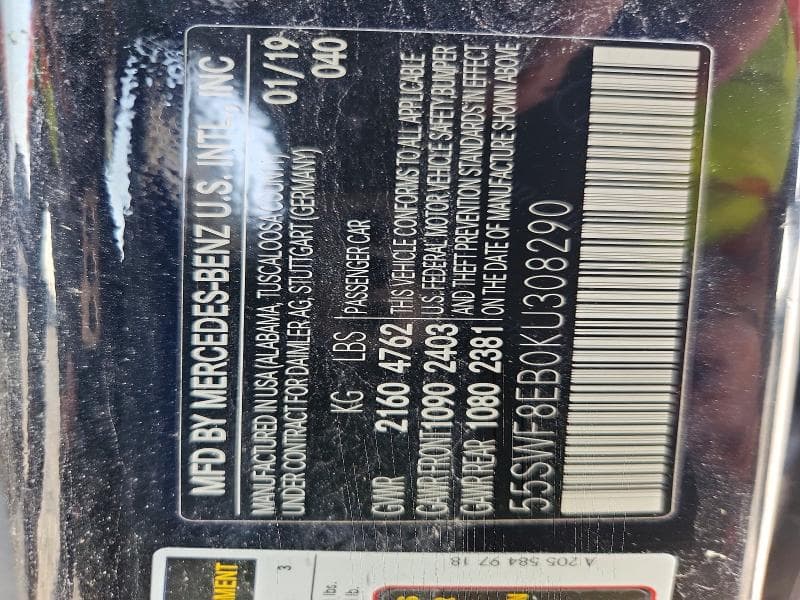 2019 MERCEDES-BENZ C 300 4MATIC 300 4MATIC 12