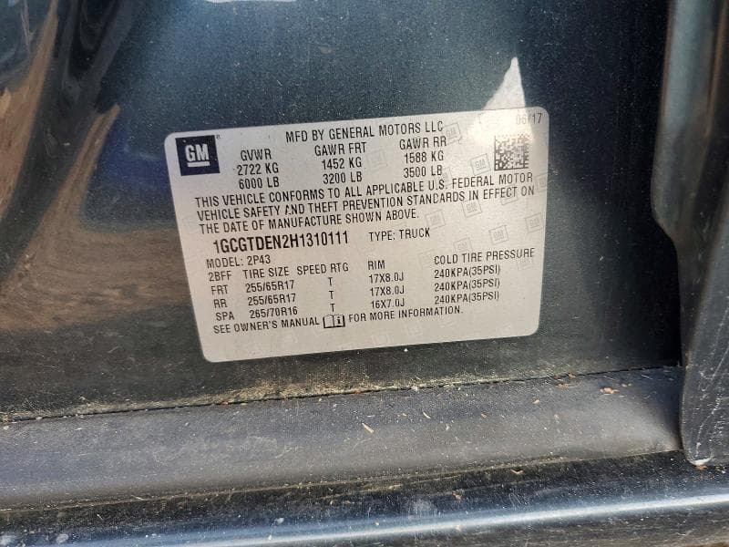 2017 CHEVROLET COLORADO Z71 12