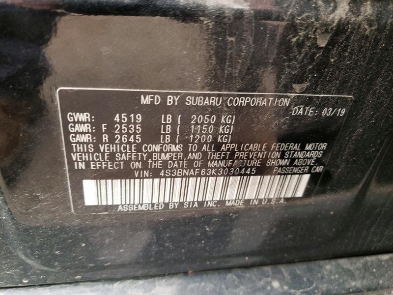 2019 SUBARU LEGACY 2.5I PREMIUM 12