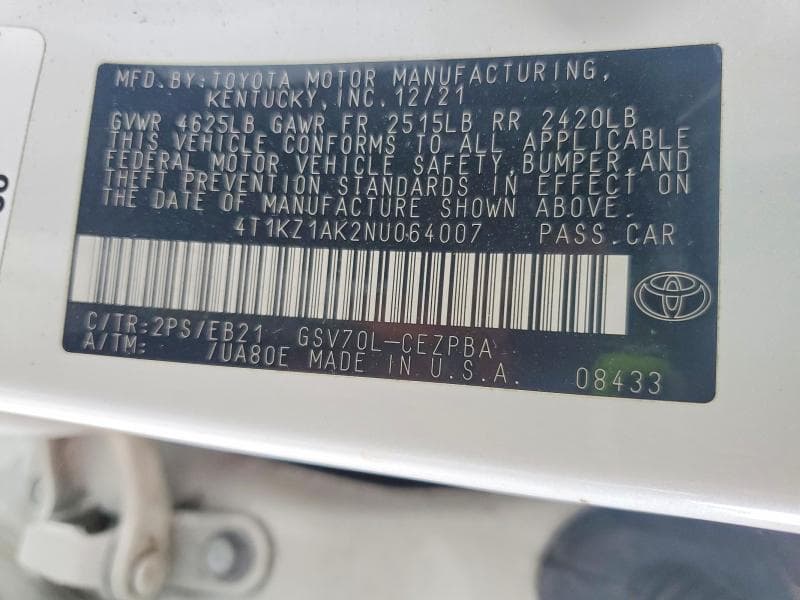 2022 TOYOTA CAMRY TRD TRD 12