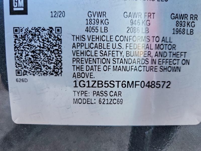 2021 CHEVROLET MALIBU LS 12