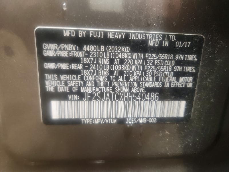 2017 SUBARU FORESTER 2.5I TOURING 13