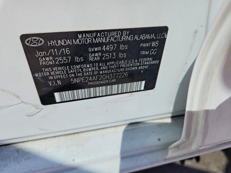 2016 HYUNDAI SONATA SE SE 12