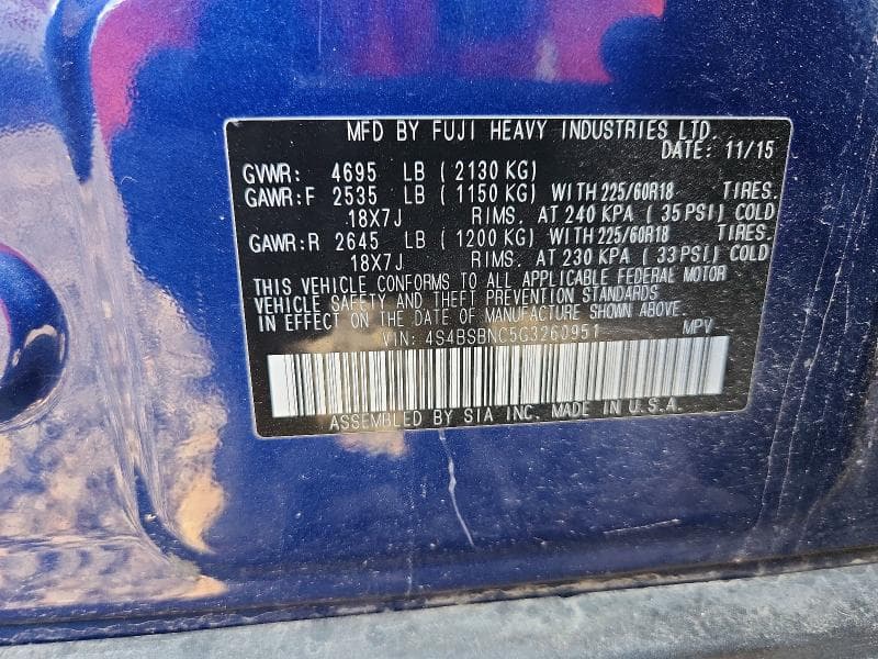 2016 SUBARU OUTBACK 13