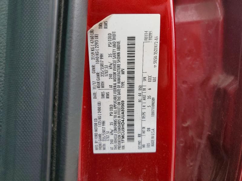 2018 FORD ESCAPE SEL SEL 13