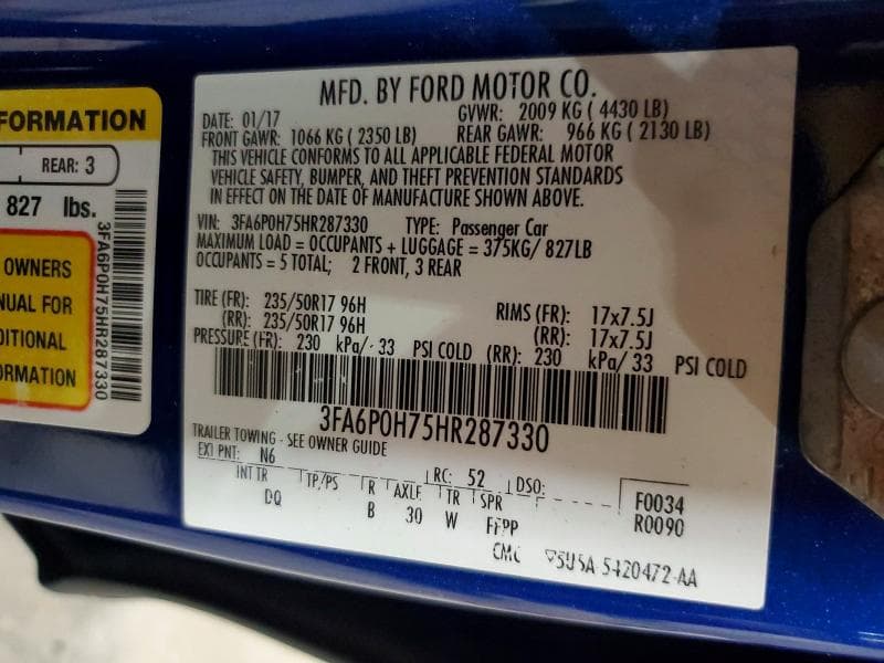 2017 FORD FUSION SE 12