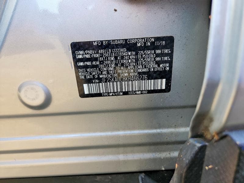 2019 SUBARU FORESTER LIMITED 13